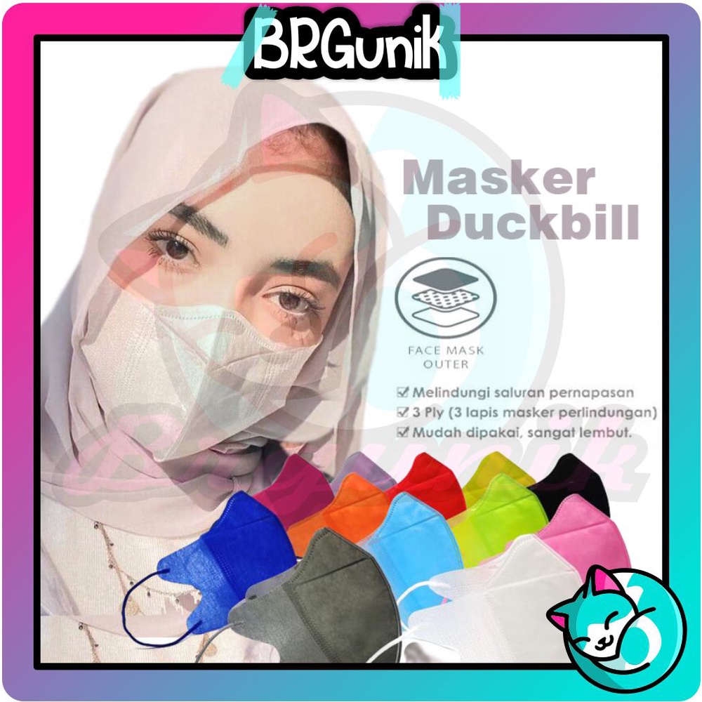 BRGUNIK Masker Duckbill 3ply Earloop Disposable Facemask Duck Bill Dewasa Import R482