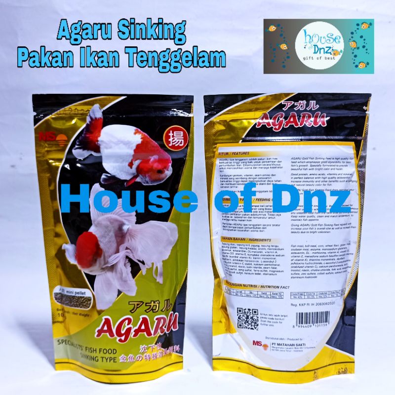 Agaru tenggelam Sinking 100 gr Pelet Tipe Tenggelam Pakan Ikan Hias Premium House of Dnz