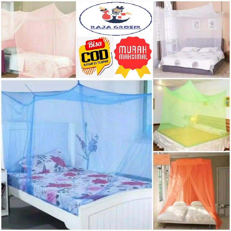 Kelambu Kotak Polos / Kelambu Nyamuk / Kelambu Kamar Tidur / Kelambu Gantung Super Jumbo 200 x 200 cm