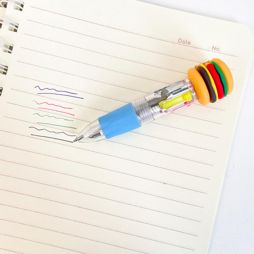 PULPEN CETEK 4 WARNA BURGER KOLA COLA PEN PENA LUCU UNIK READY GROSIR COD-2