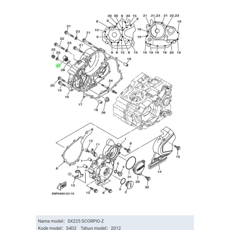 BAUT TUTUP OLI ATAS SCORPIOZ ASLI ORI YAMAHA 5BP E5363 00