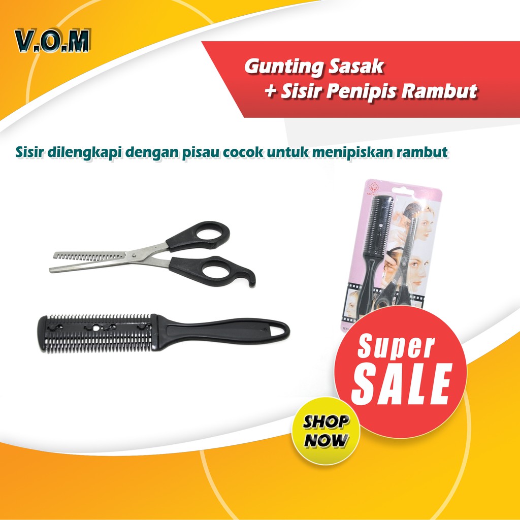 VOM SKU-0298 Gunting Sasak 2 Pcs + Sisir Penipis Rambut - 0298