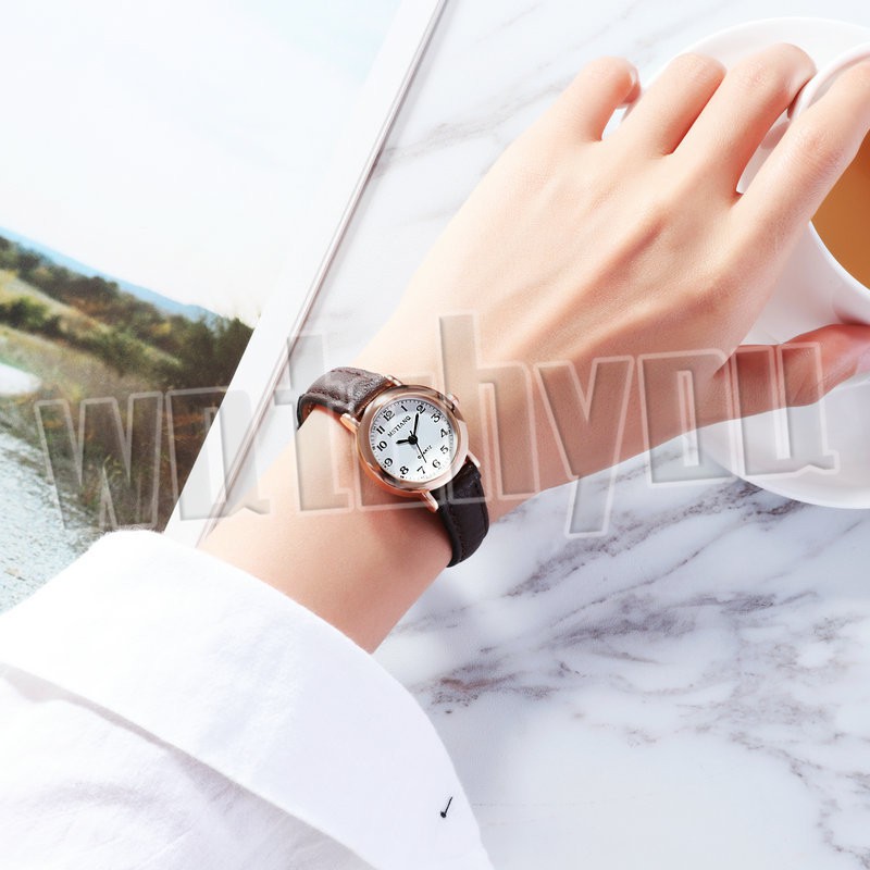 Watchyou Jam Tangan Wanita INS Fashion Kulit Retro Round Small Women Watches Analog-8