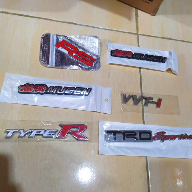 Emblem Logo Mobil TRD Sportivo MUGEN Type-R VVT-i RS Murah Berkualitas Chrome Asli