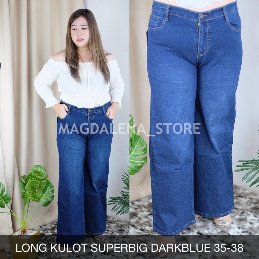 CELANA KULOT JEANS BIG SIZE WANITA LONG KULOT JEANS JUMBO