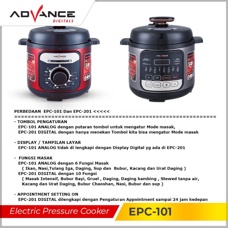 ADVANCE ELECTRIC PRESSURE COOKER EPC-101