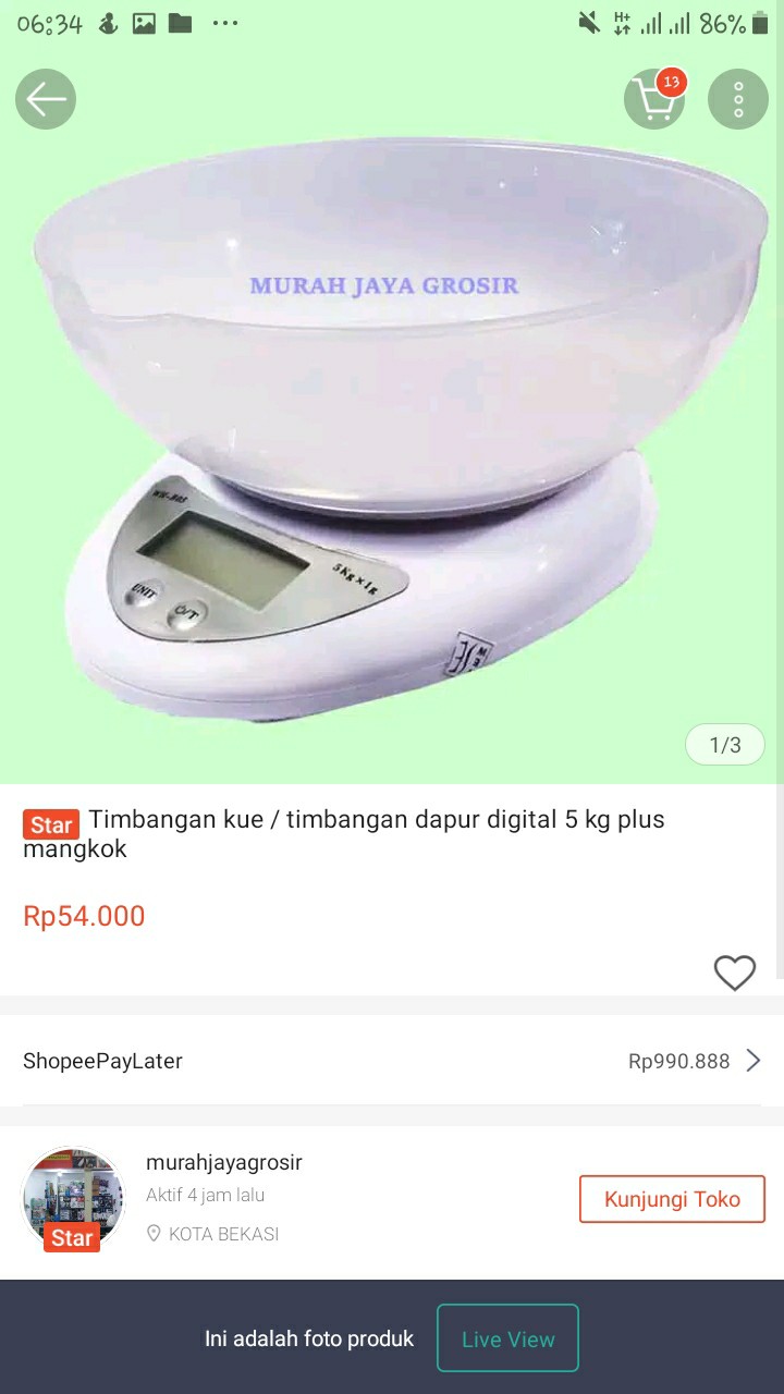 Timbangan Kue / Timbangan Dapur Digital 5 Kg Plus Mangkok