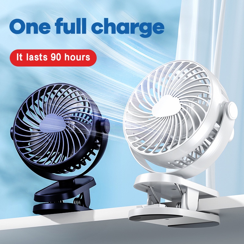 Portable Fan 10000mAh Mini Fan Kipas Handheld Clip Base Fan 3 Speed Strong Wind Desk Fan