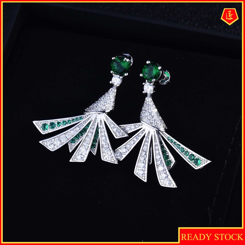 [Ready Stock]Fashion Luxury 925 Silver Emerald Earrings