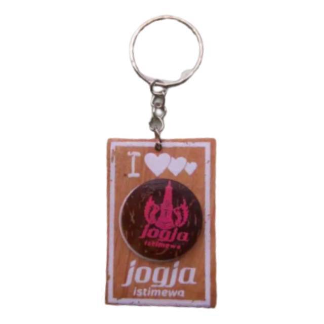 GANTUNGAN KUNCI PERSEGI PANJANG I LOVE JOGJA ISTIMEWA HARGA PER PCS UKURAN 6x3 cm - SOUVENIR MURAH