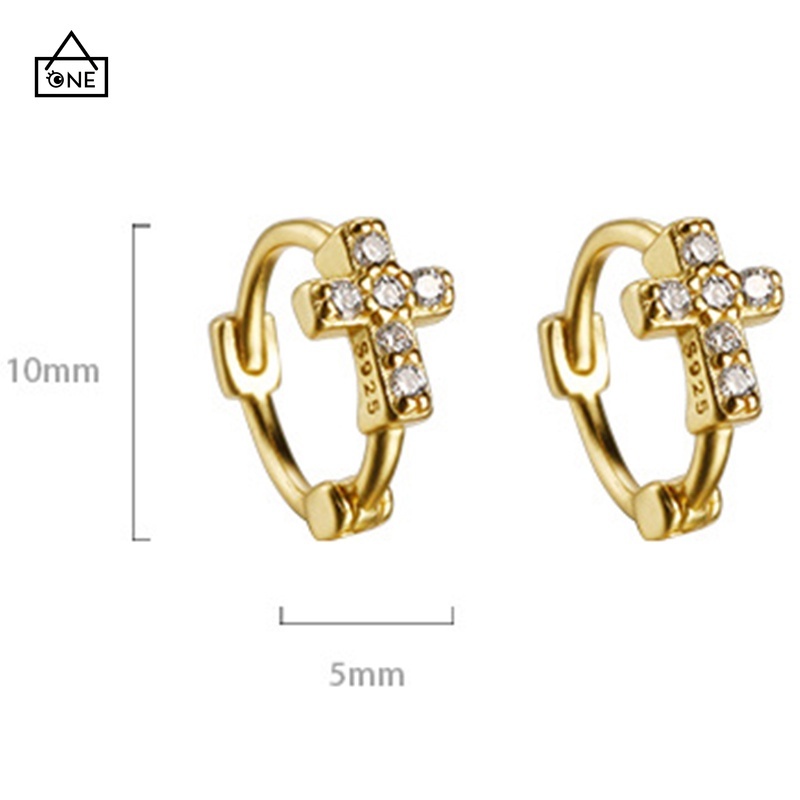 COD❤14K Emas Disepuh Hoop Anting Mini Zircon Cubic Zirconia Cartilage Anting Kecil Tindik Korea A one