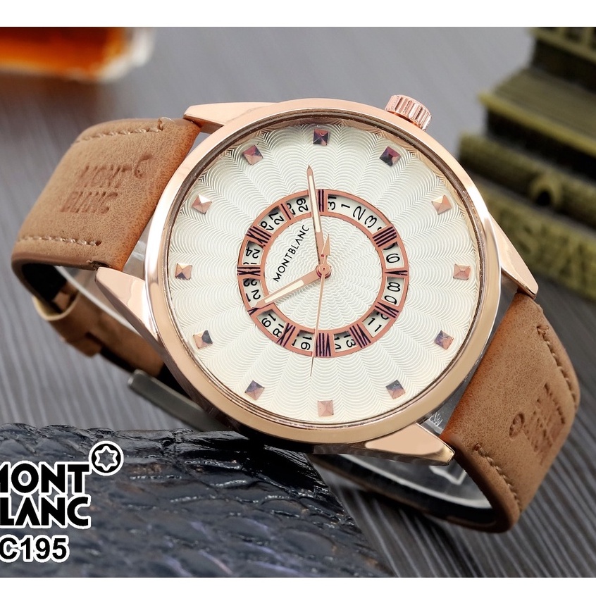 BEST SELLER JAM TANGAN MONBLANC D50 TALI KULIT TANGGAL AKTIF DM 4.0CM FREE BOX BATERAI CADANGAN || JAM TANGAN FASHION PRIA JAM TANGAN COWOK MURAH MB