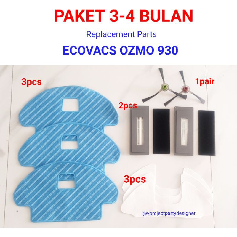 Ecovacs deebot ozmo 930  accessories set mop filter brush