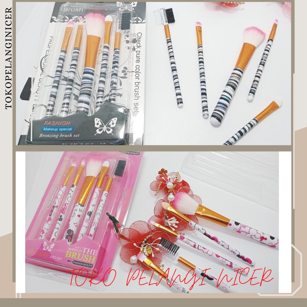 Set Kuas Make Up- Set Brush Make up - Kuas Murah Isi 5 Pcs Tokopelanginicer