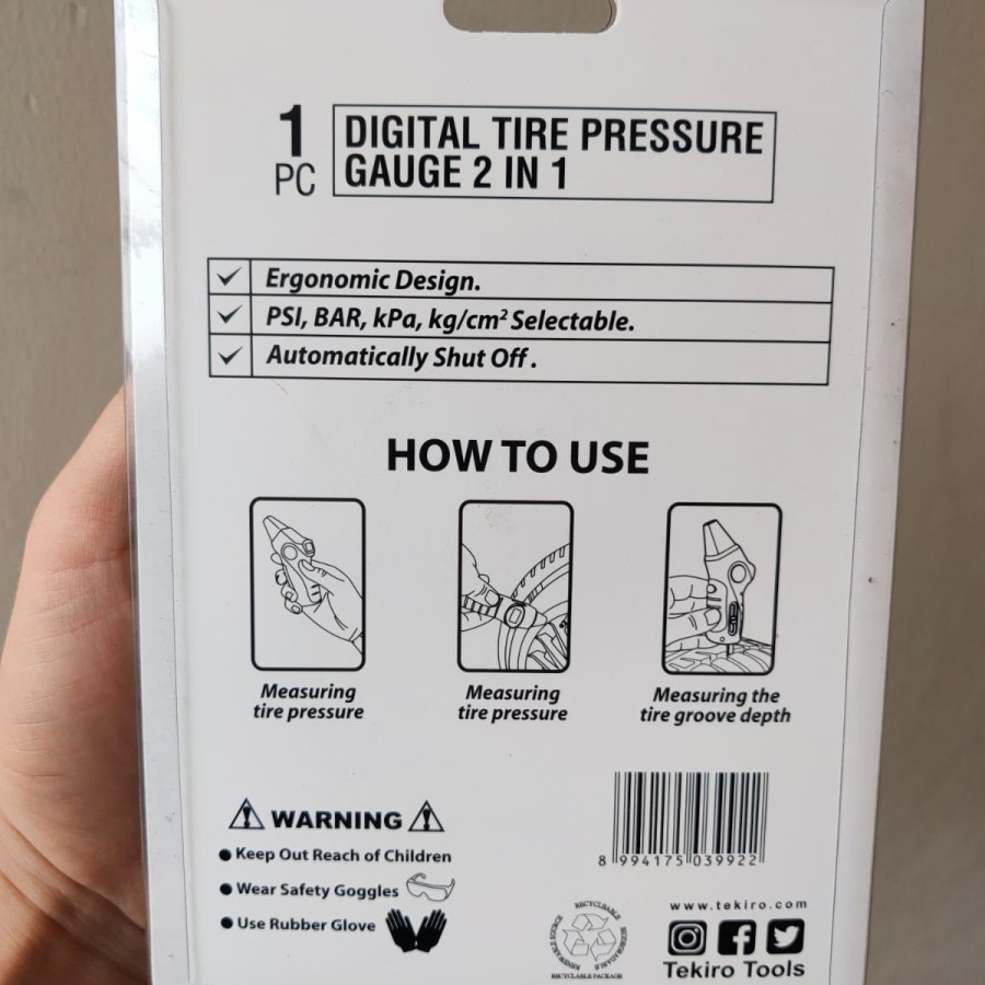 Digital tire pressure gauge TEKIRO 2 in 1 Tekiro Alat ukur tekanan angin ban Digital 2in1 MS-DT1977