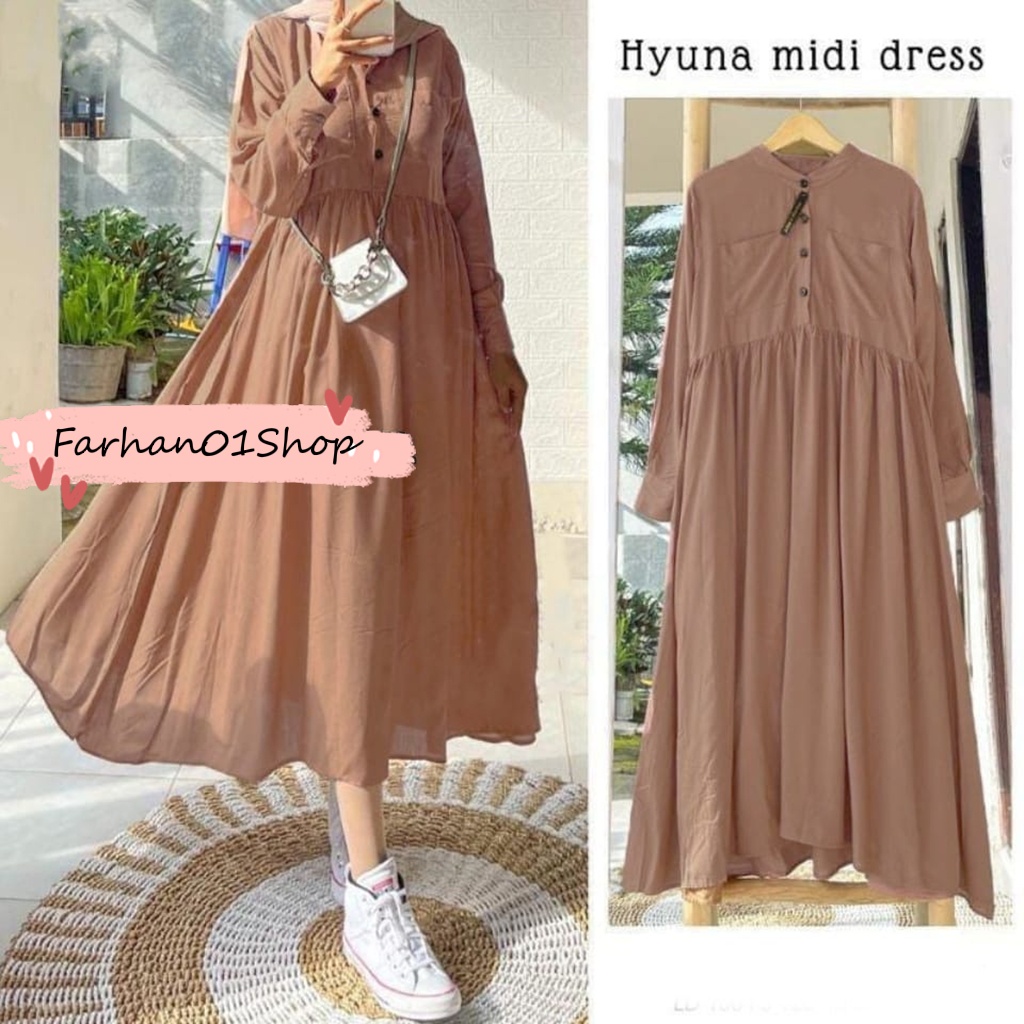 GAMIS HYUNA MIDI DRESS FASHION MUSLIM PREMIUM TERBARU