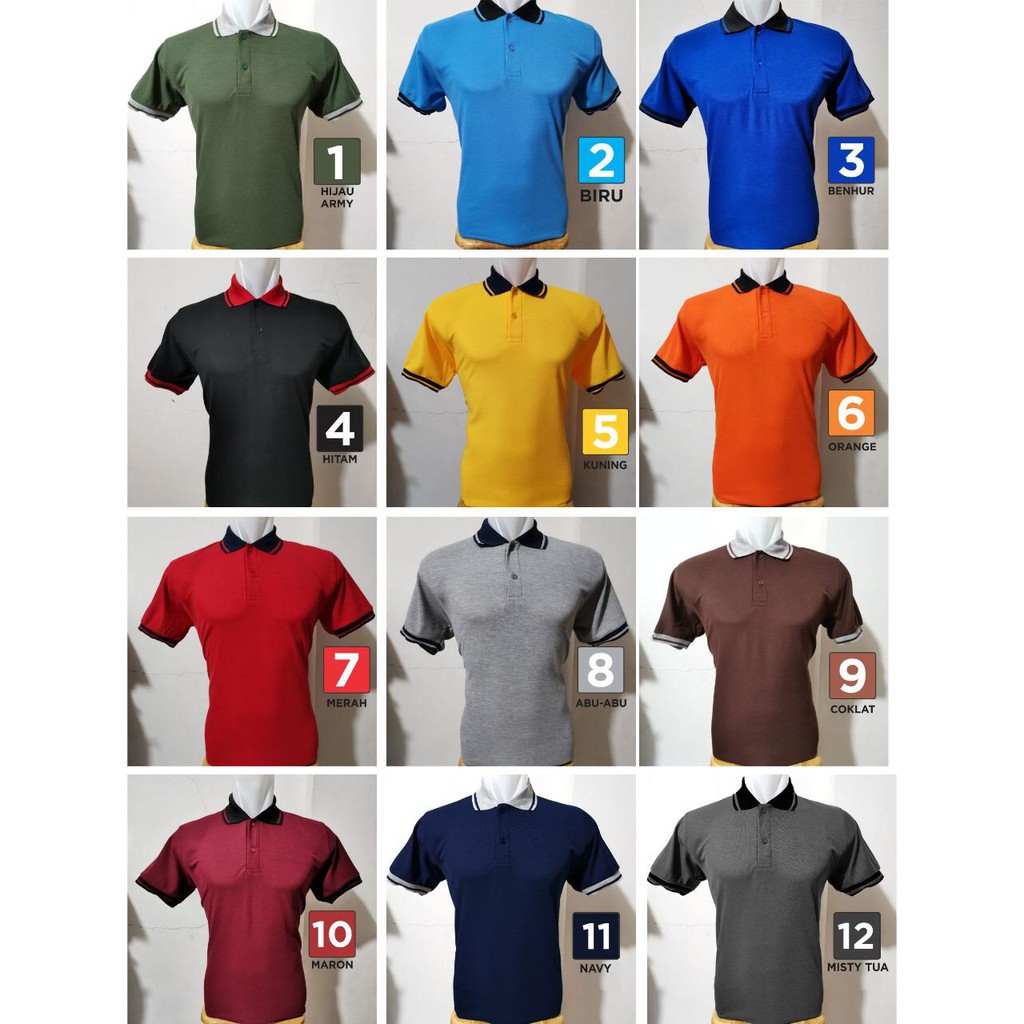 Noveli wear - Kaos polo shirt pria kerah kombinasi | atasan baju kaos kerah pria dewasa M L XL XXL