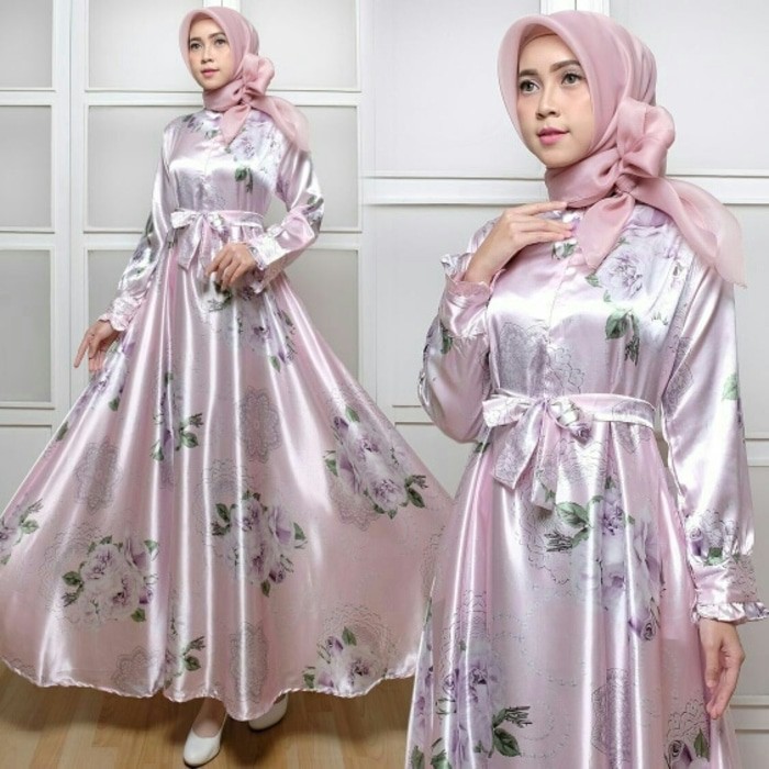 Termurah   MAXI LIDYA PINK Baju Muslim Wanita Gamis Wanita Kekinian Modern