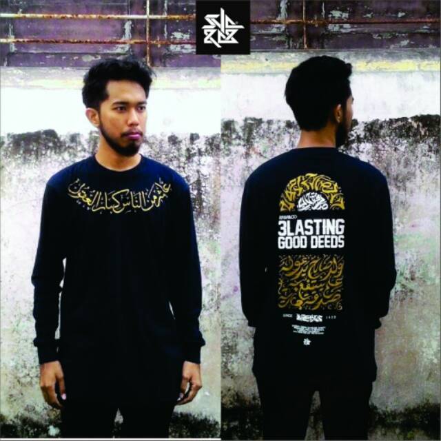 Kaos tshirt syabab moslem wear,kaos anak muda keren dengan sablon kaligrafi depan belakang