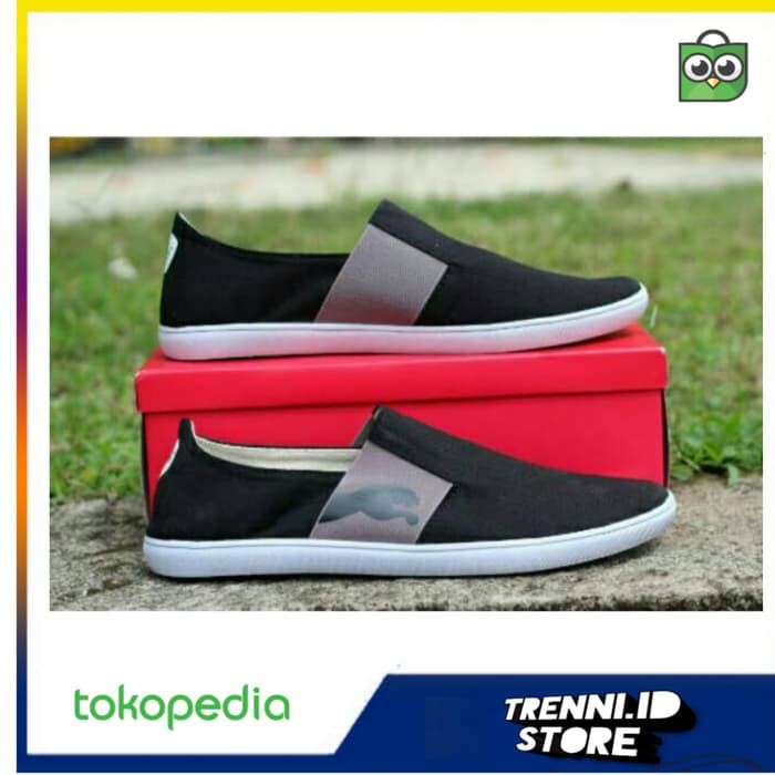 Order Langsung Sepatu Slip On Pria puma black Murah - Hitam, 41 Diskon