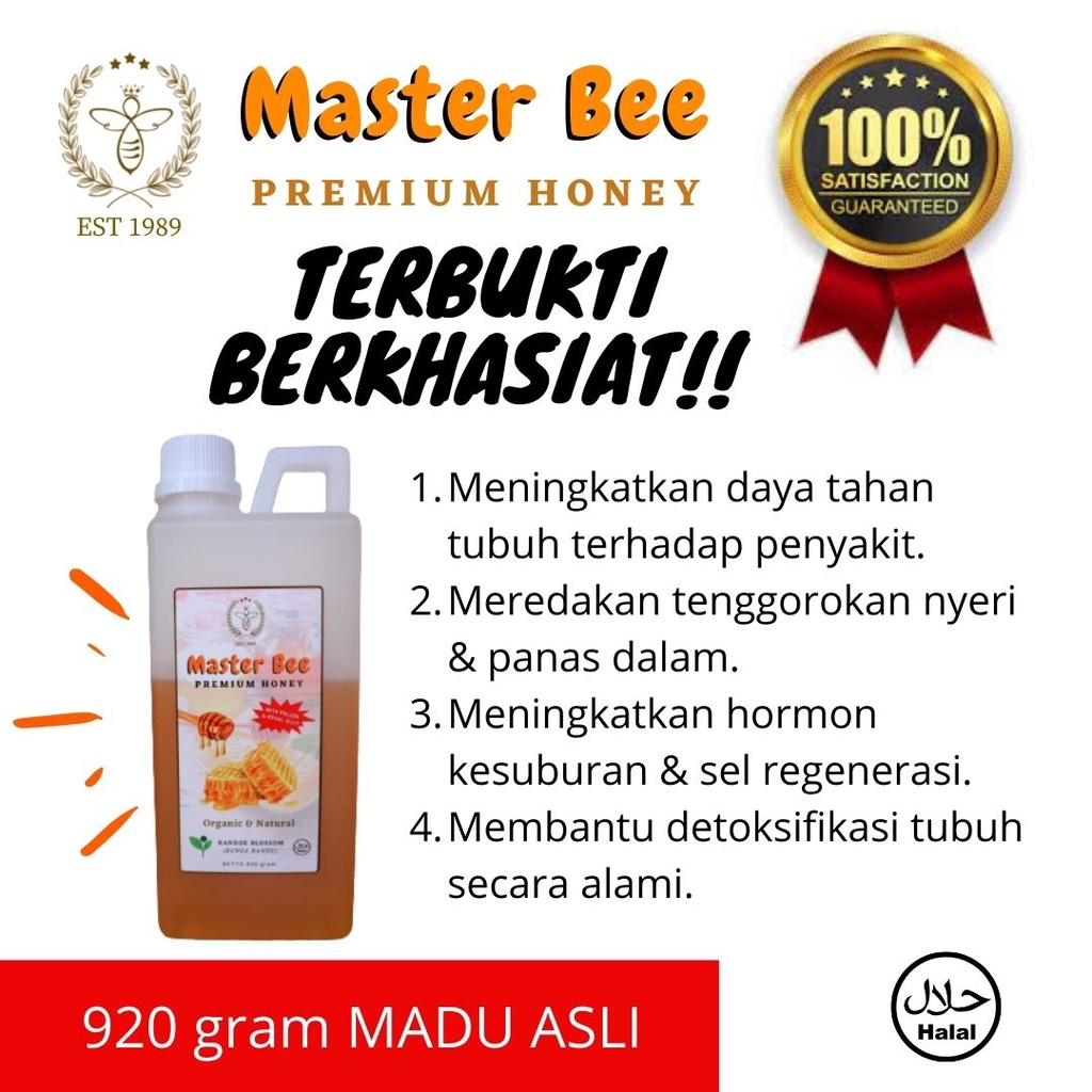 

MADU MASTER BEE 920 GRAM | MADU ASLI MURNI NATURAL ORGANIK BERKHASIAT
