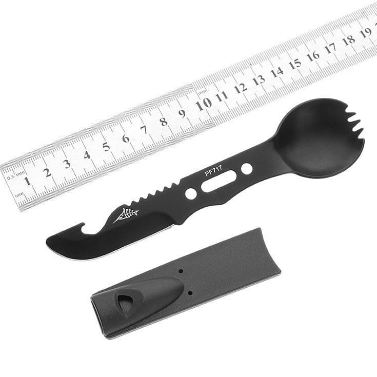 Petrified Fish Sendok Pisau Multifungsi Outdoor Camping EDC Tools - LX709 - Black