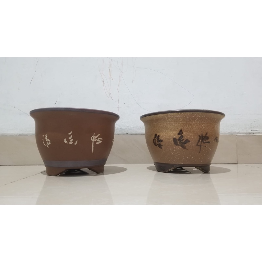 Pot keramik bulat JP160 pot bonsai dan tanaman hias