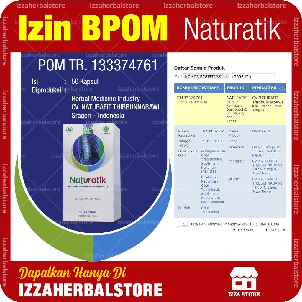 OBAT SENDI Naturatik Isi 50 Butir Kapsul Mampu Mengatasi Sakit Sendi Dan Tulang AMPUH ORIGINAL