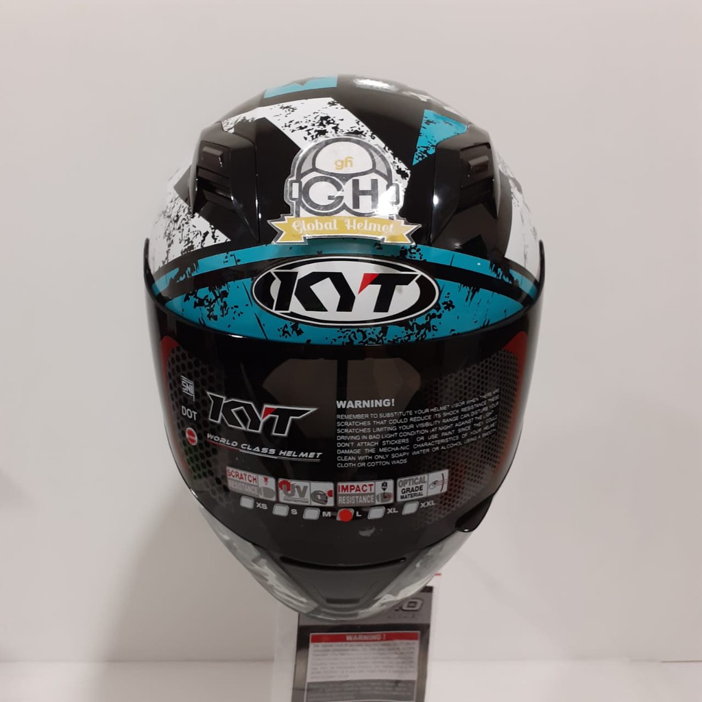 HELM KYT R10 #3 BLACK WHITE BLUE KYT R-10 #3 KYT R-10 SMOKE VISOR