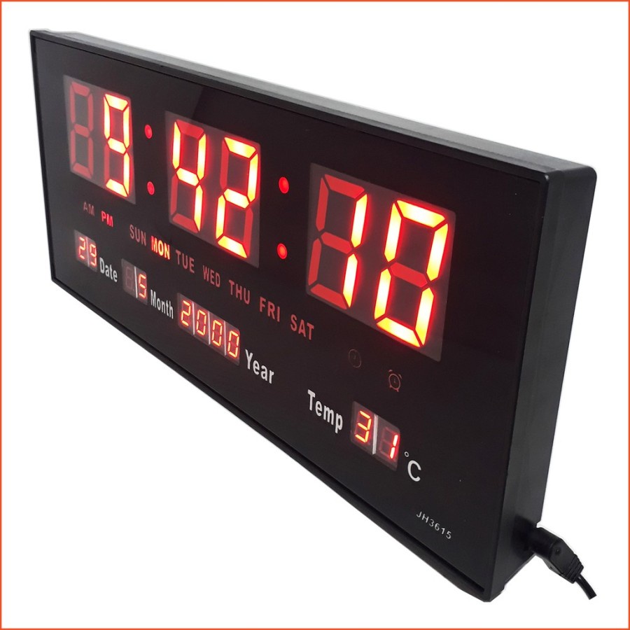 Jam Dinding Digital LED Meja LED Clock 3615 Merah