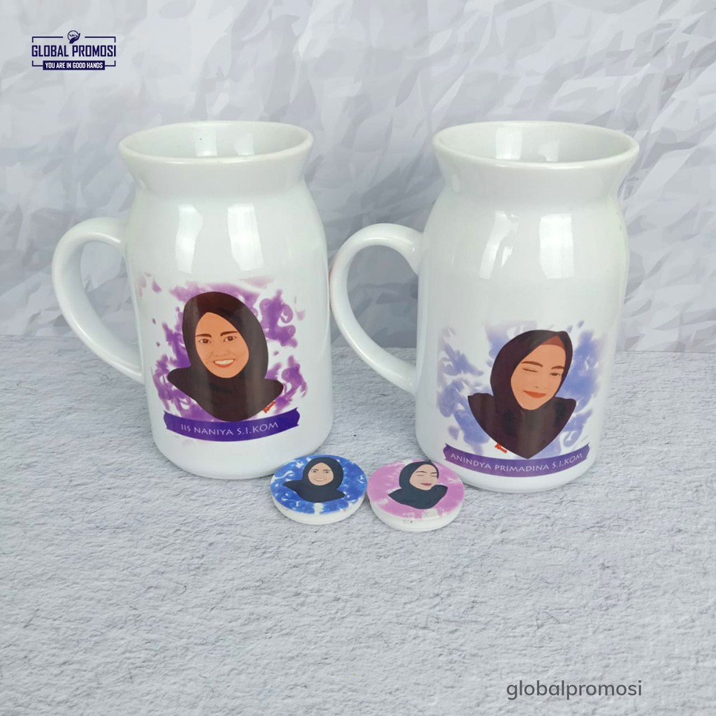 Gelas Mug Susu Custom Satuan/Grosir Khusus GO-Send/GRAB JKT Sekitar