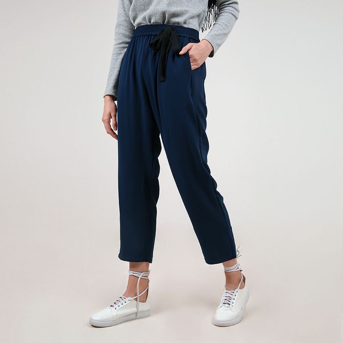 Queensland celana kulot panjang tali sisi a03893q navy