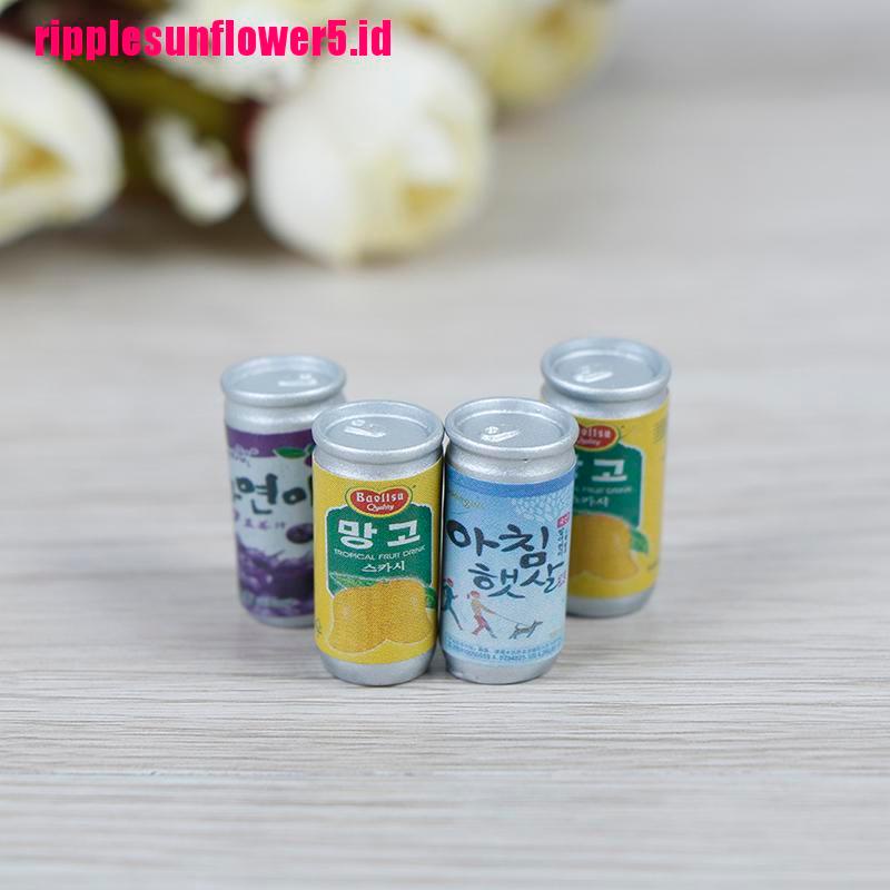 4pcs Miniatur Kaleng Minuman Skala 1: 12 Untuk Aksesoris Dapur Rumah Boneka