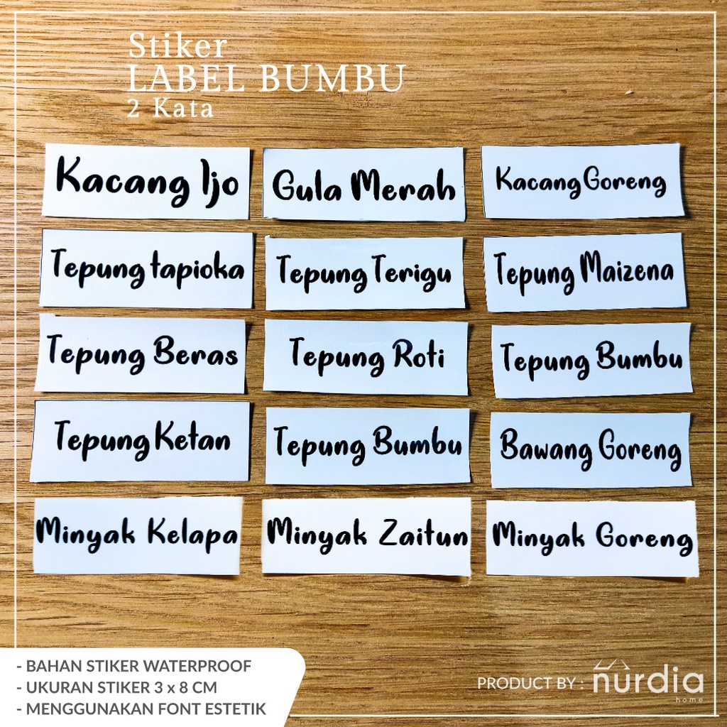 Stiker Label Bumbu Tahan Air (2 Kata) Tulisan Bumbu / Tulisan Tepung / Minyak-Minyakan By Nurdia Home