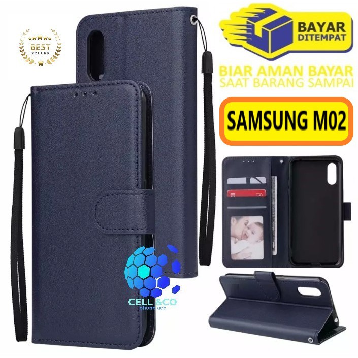 Flip cover SAMSUNG M02 Flip case buka tutup kesing hp casing flip case Premium Leather Wallet