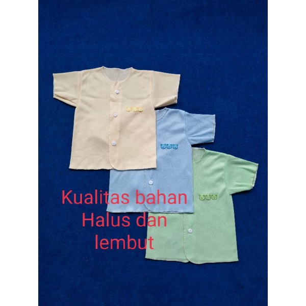 3 Pcs Baju Bayi Newborn Lengan Pendek Warna Polos