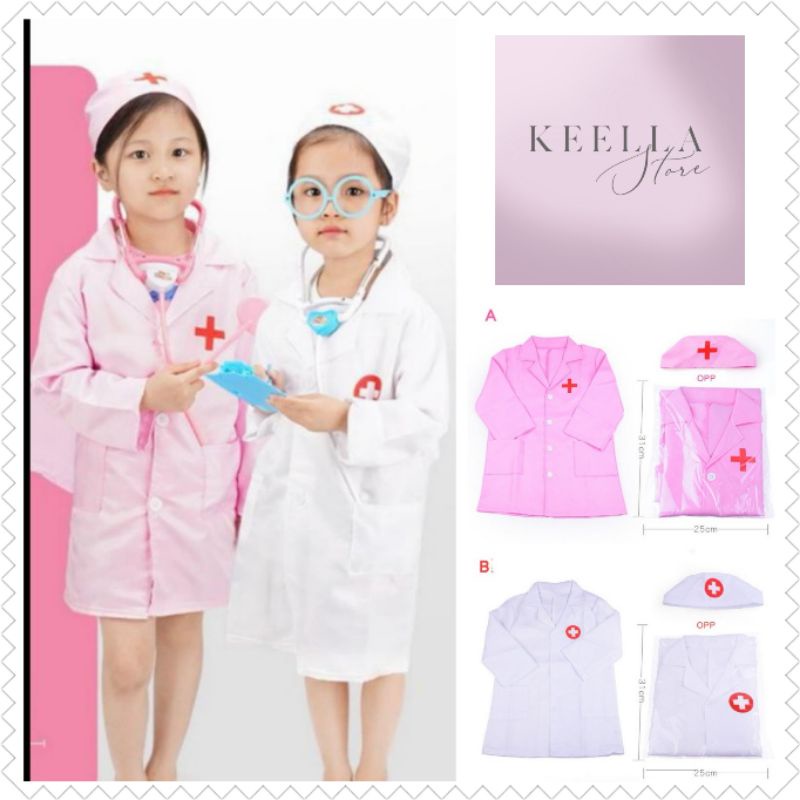 Mainan kostum dokter anak dokter-dokteran suster vet apron masak vest tukang costum kids anak cosplay