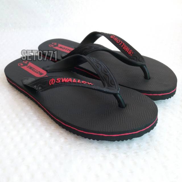 Sandal Japit M02 Swallow Hitam Unisex Sendal Jepit Black Pearl Original Pria Wanita Cowok Swalow-3