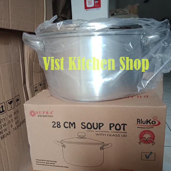 Supra soup pot panci sop + Glass lid 28cm / Supra soup pot panci sop + Stainless lid 28cm