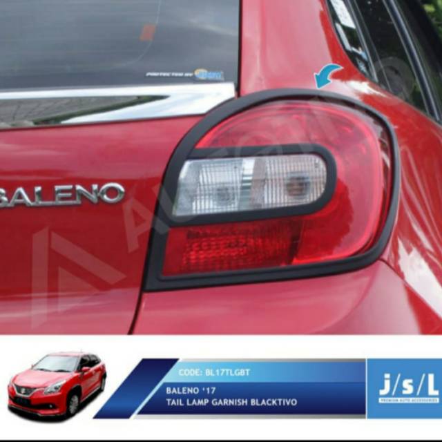 Garnish lampu belakang Baleno 2017 Hitam &amp; Chrome / tail lamp garnish jsl