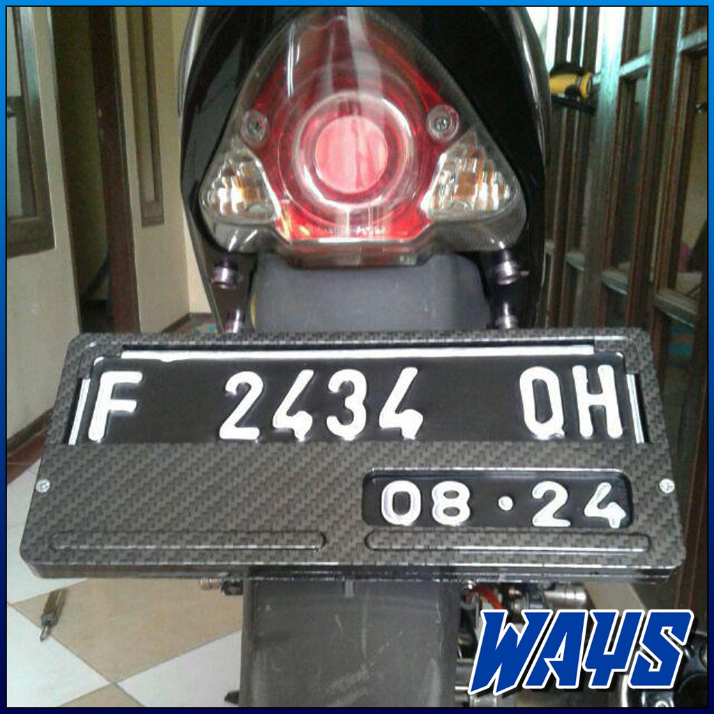 X224 | Dudukan Cover Tempat Plat Nomor No Motor Variasi Carbon Karbon Universal Depan Belakang Mio Beat Scoopy Fino Nmax Aerox