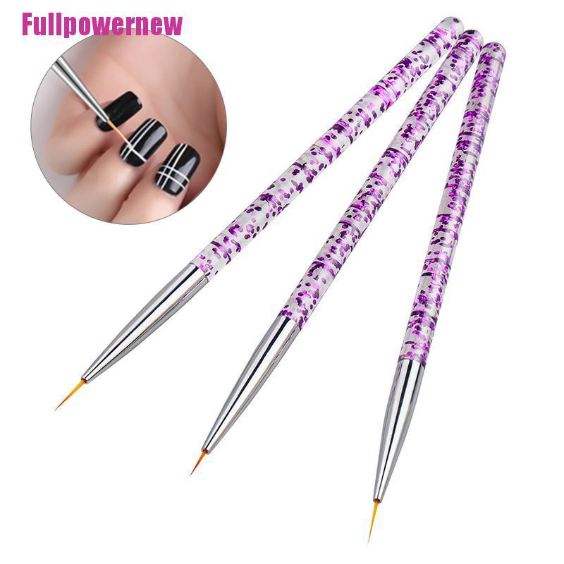 (Full) 3pcs / set Pen Brush Nail Art Uv Gel Akrilik