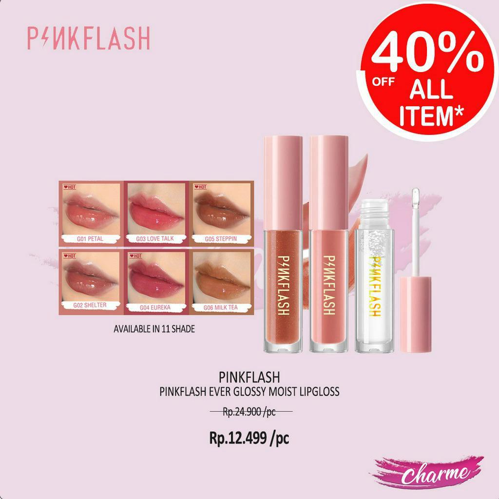 (READY & ORI) Pinkflash Ever Glossy Moist Lipgloss pink flash L02 L 02 ohmygloss