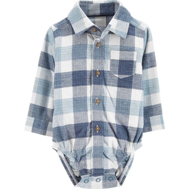 Kemeja bodysuit bayi laki kaki oshksh/crters-Soft biru