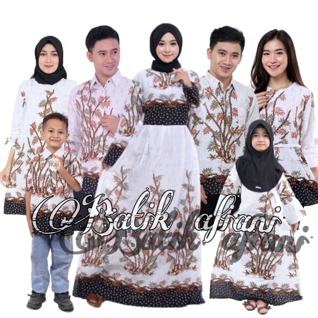 BISA PISAH Batik Couple Keluarga Sania Ruffle Ori Ndoro Jowi Dnt Motif Bambu Putih