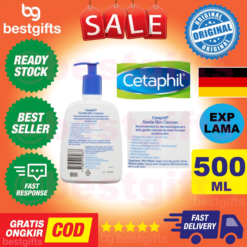 CETAPHIL GENTLE SKIN CLEANSER FOR FACE BODY ALL SKIN TYPES PEMBERSIH WAJAH SEMUA JENIS KULIT 500 ML