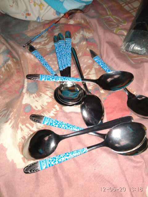 Sendok Makan Stainless Motif Batik Tebal / Sendok Batik Stainless 12 Pcs