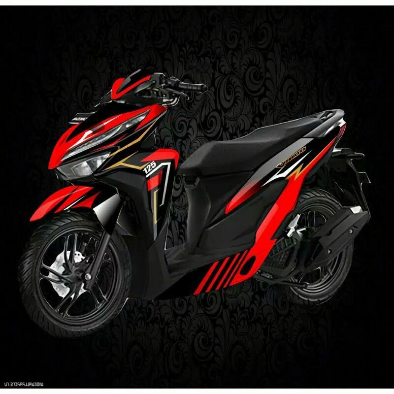 Decal Sticker Vario New 125 full body garfis Merah list Hitam
