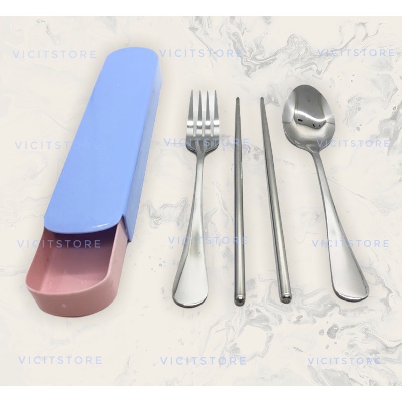 Sendok Set Stainless 3in1 / Alat Makan Sendok Garpu Sumpit