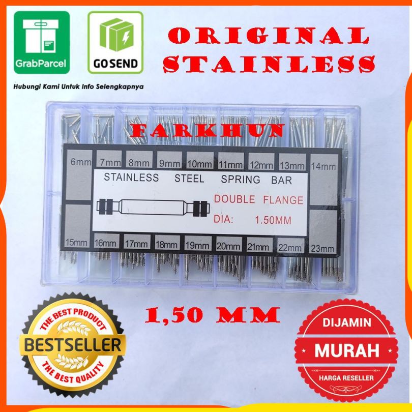 PAKET KOMPLIT SPRING BAR ORI 1.50MM PIN PEN DOUBLE FLANGE 150 STAINLESS WATCH STRAP JAM TANGAN BAND